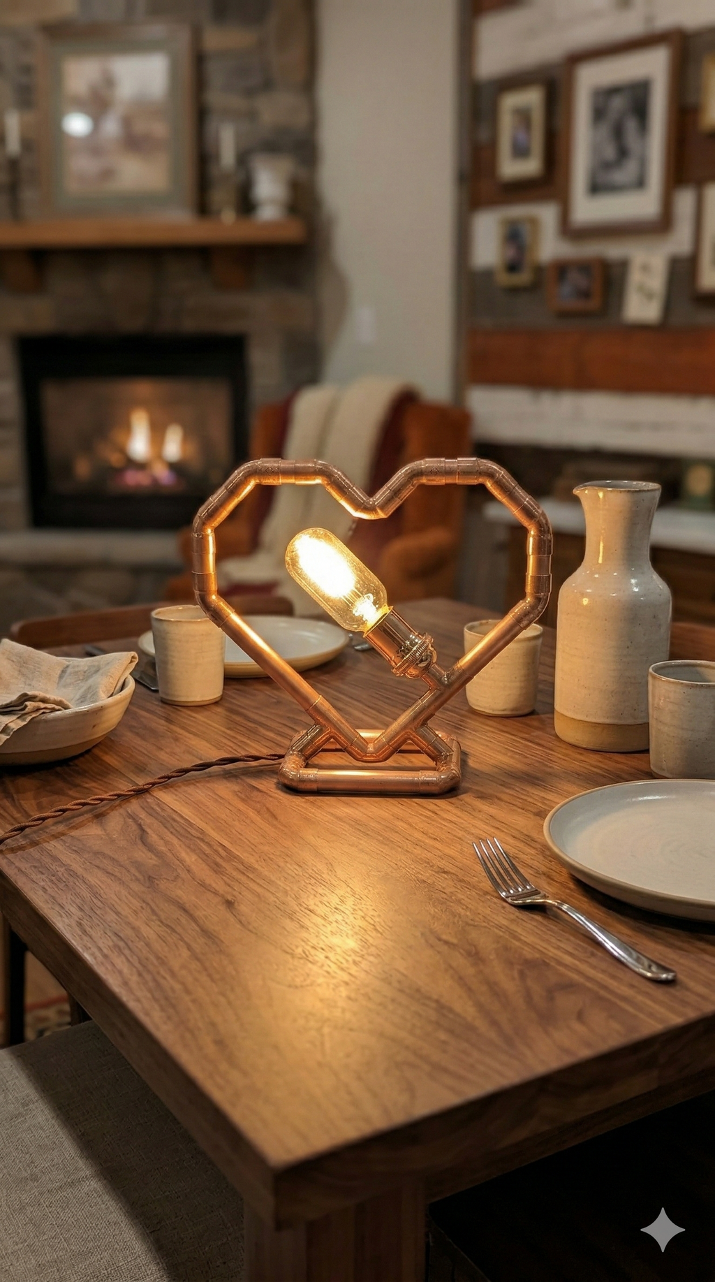 Copper Heart Lamp