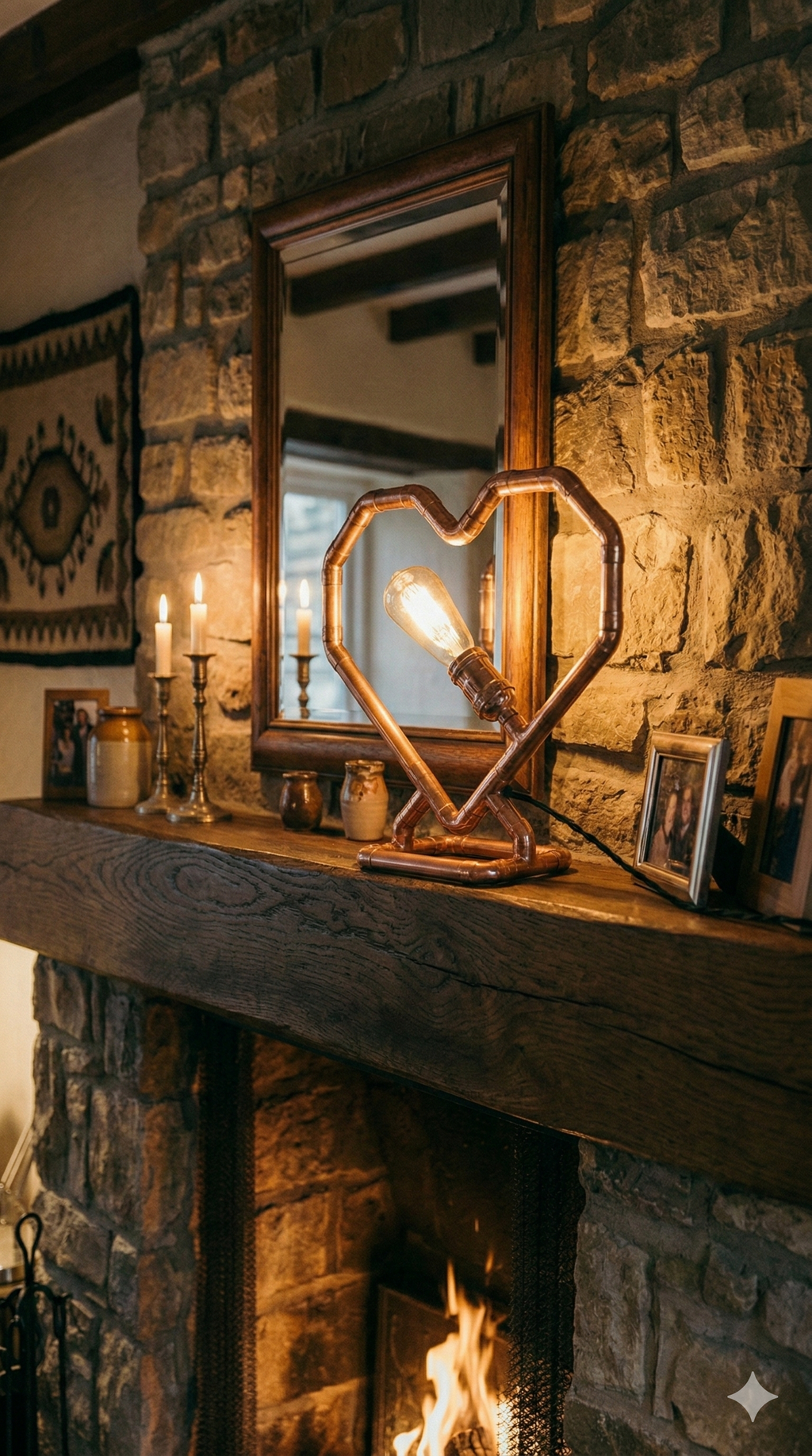 Copper Heart Lamp