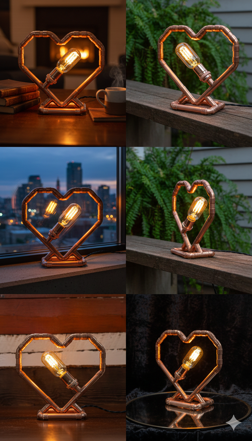 Copper Heart Lamp