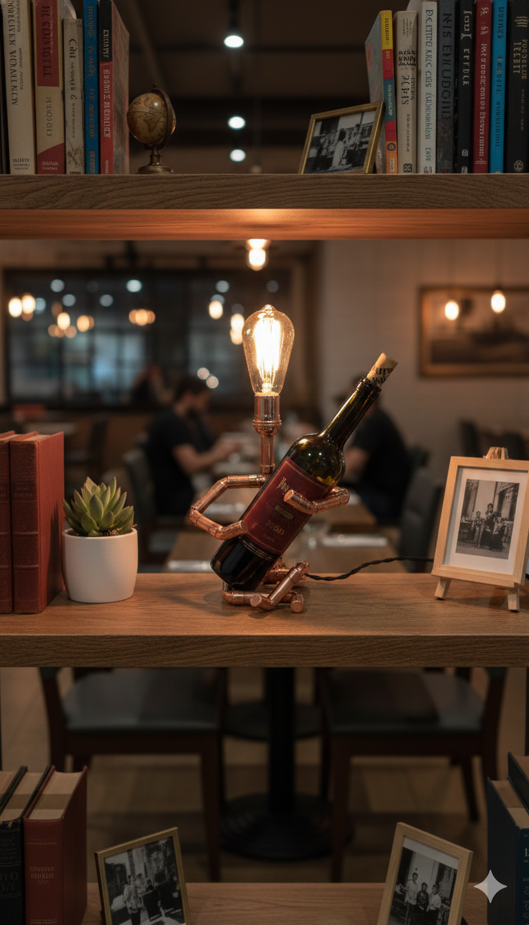 Copper Wine Man Lamp  (Left-Side Tilt Design)