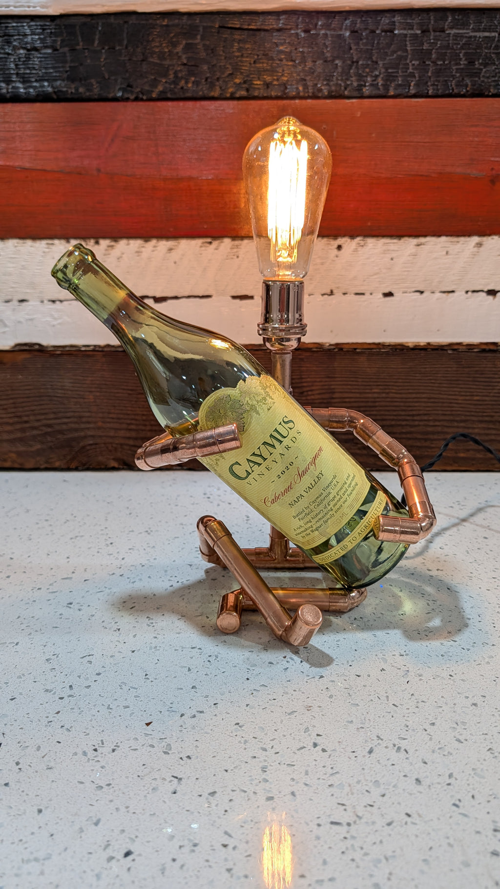 Handmade Industrial Copper Wine Man Lamp