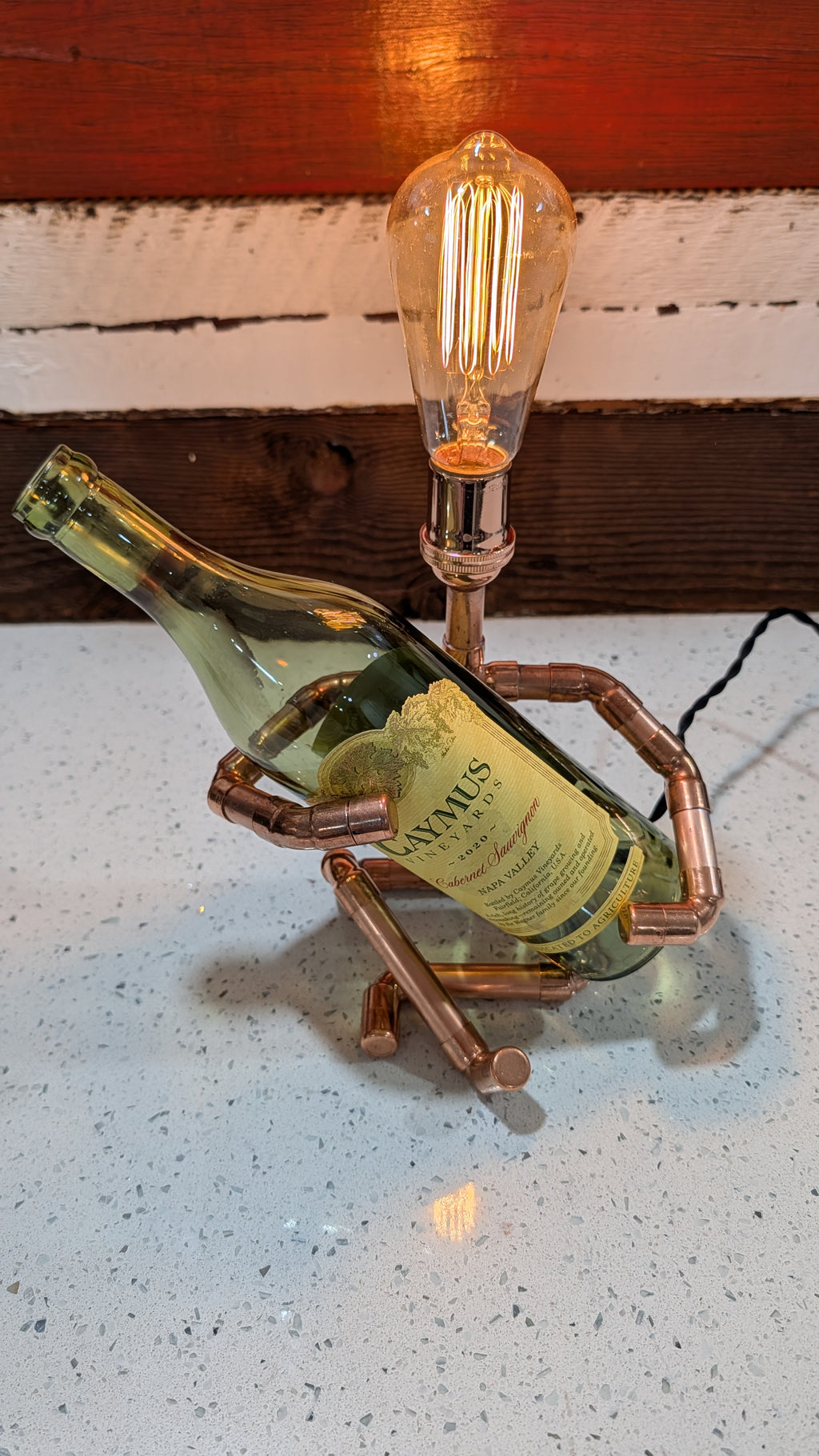 Handmade Industrial Copper Wine Man Lamp