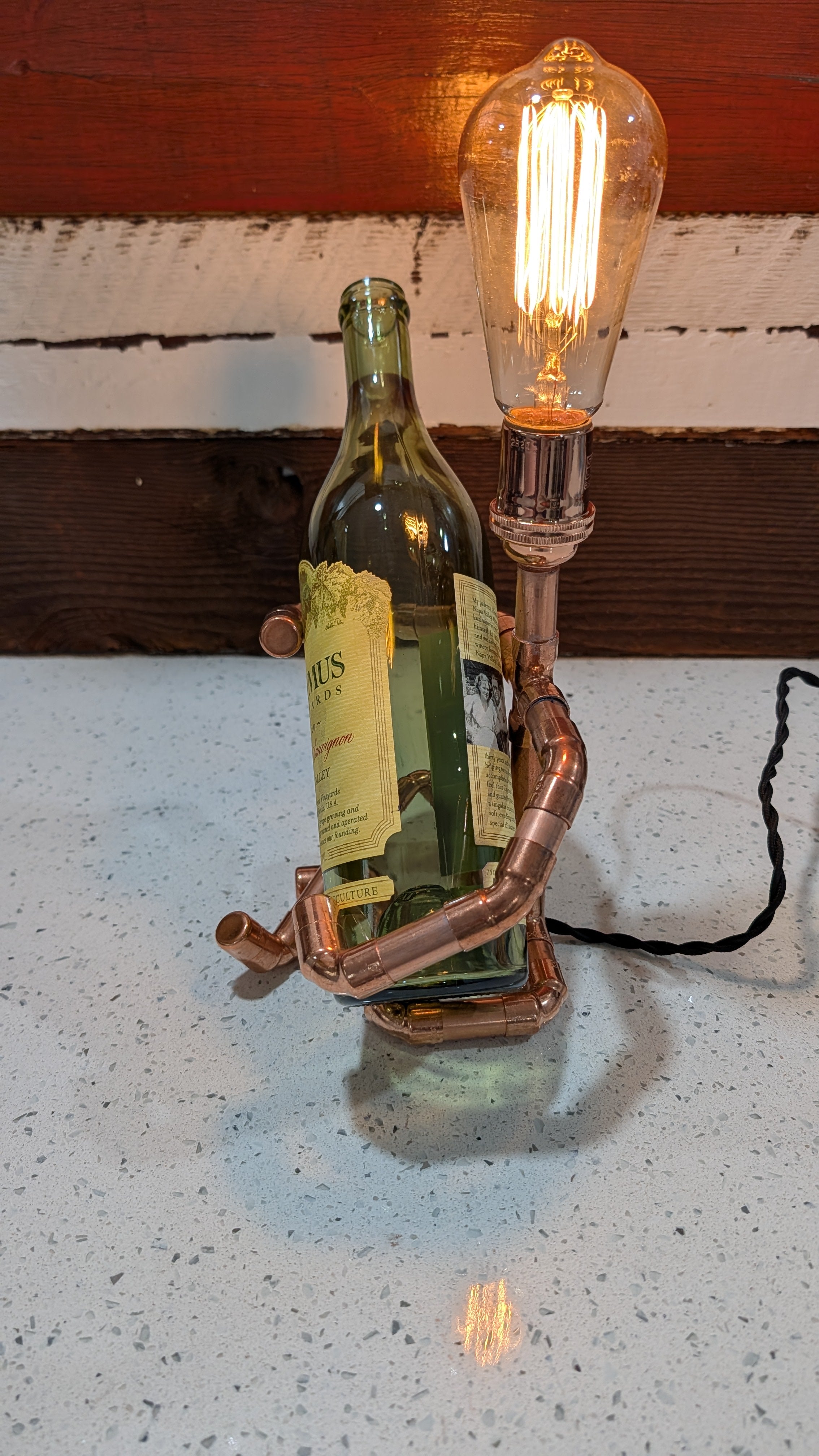 Handmade Industrial Copper Wine Man Lamp