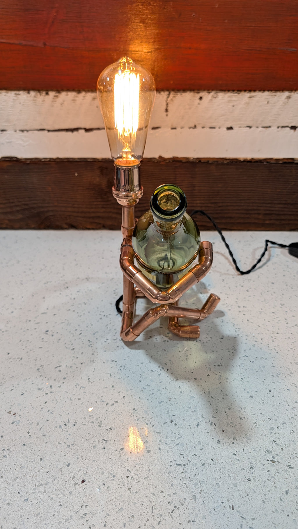 Handmade Industrial Copper Wine Man Lamp