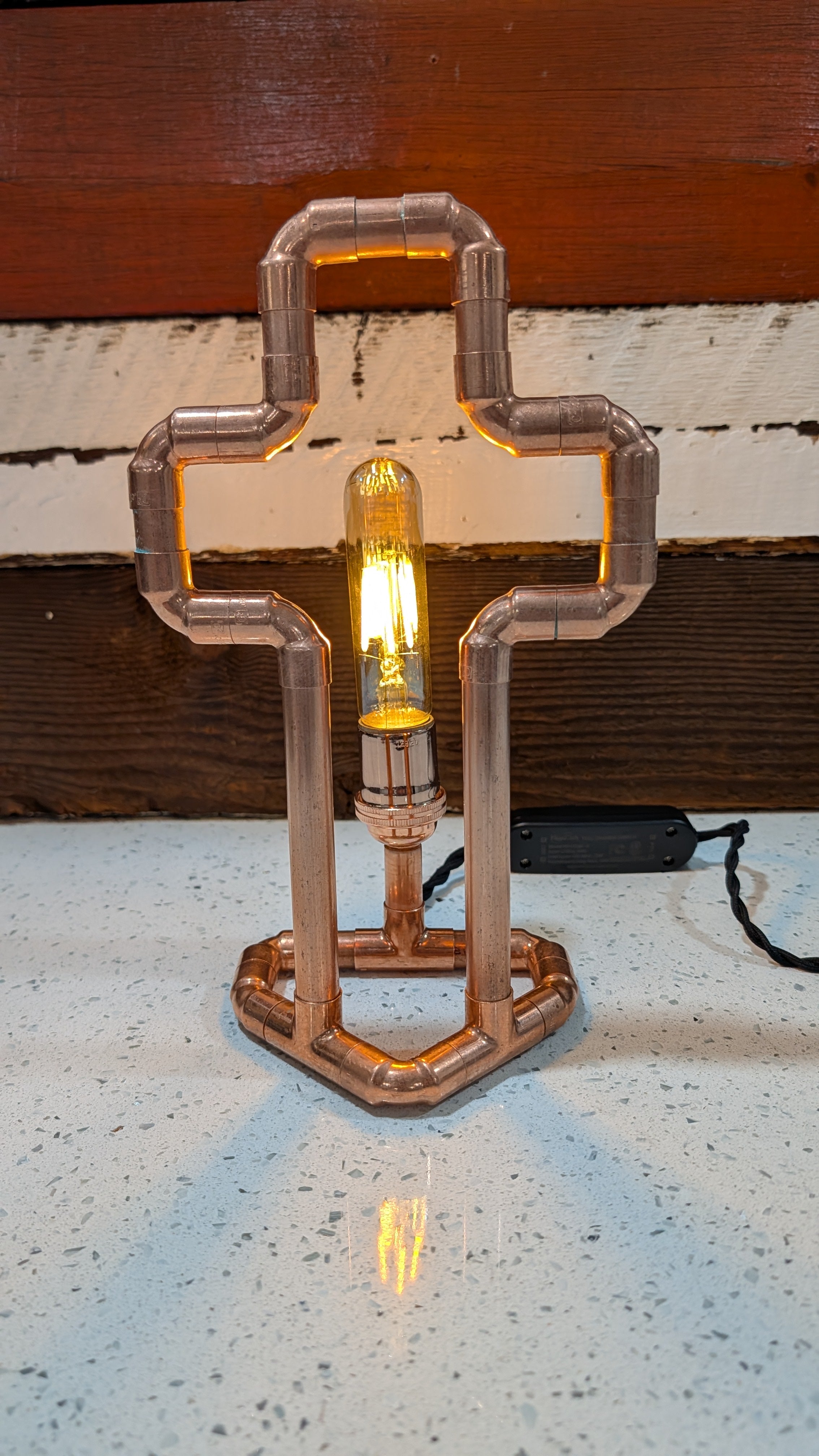 Handmade Industrial Copper Cross Lamp