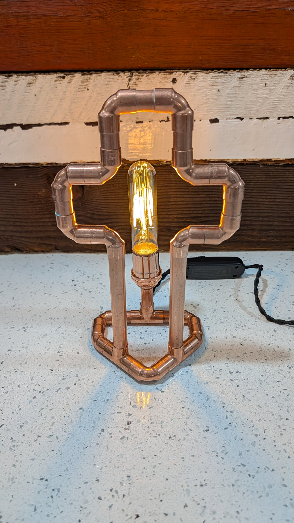 Handmade Industrial Copper Cross Lamp