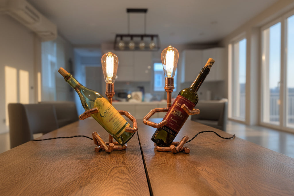 Copper Wine Man Lamp  (Left-Side Tilt Design)