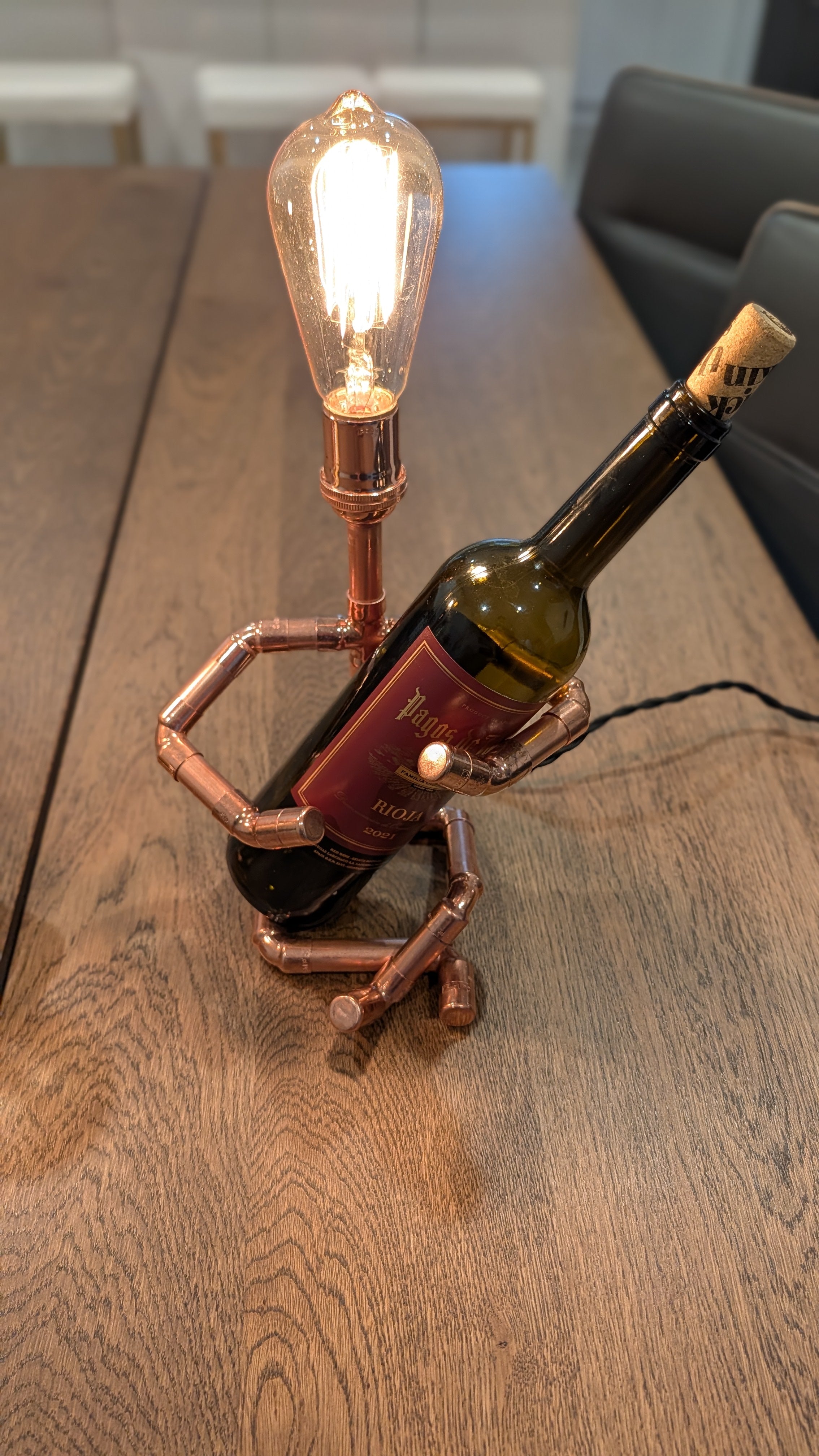 Copper Wine Man Lamp  (Left-Side Tilt Design)